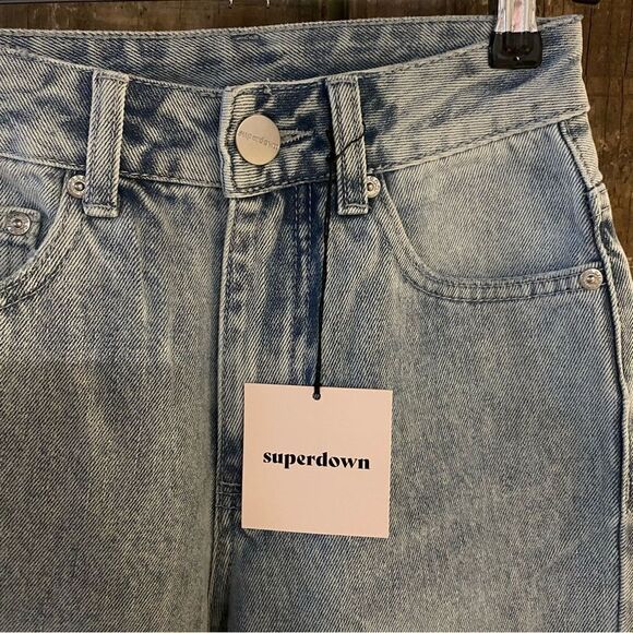 NWT superdown bailee butt slit jeans high rise slim skinny blue Revolve 23 - Picture 9 of 16